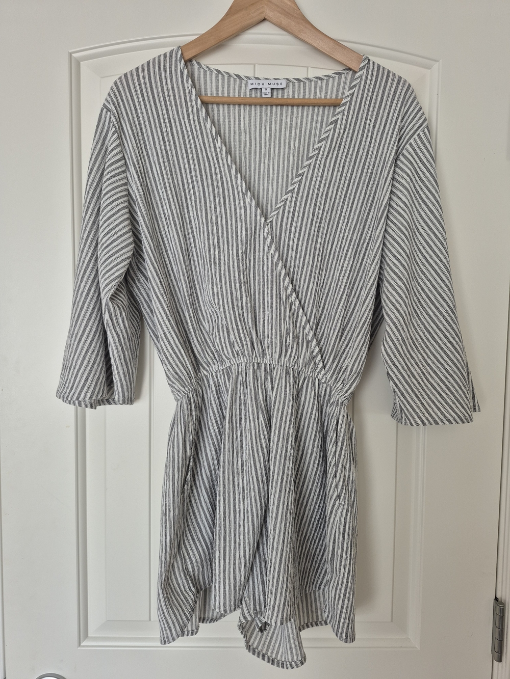 Grey Striped Romper - Miou Muse